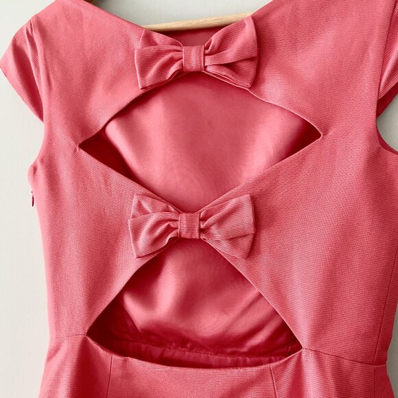 NWOT KATE SPADE Pink Silk/Cotton Dress with Cutout Back and Bows - Size 4 - Picture 4 of 7